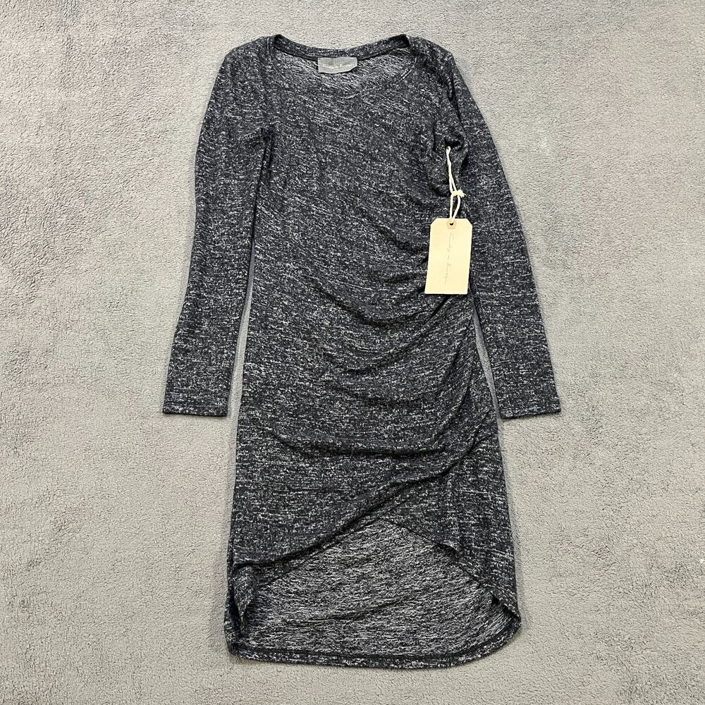 Sunday in Brooklyn Black Gray Space Dye Ruched Tulip Sheath Dress Women's Size S